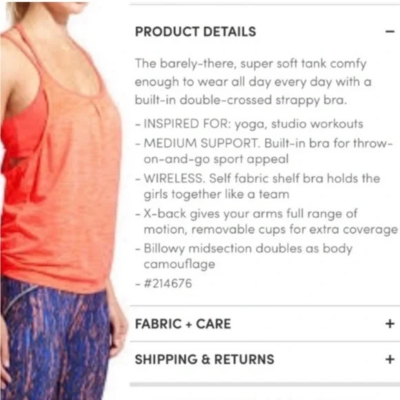 Athleta Shadow Stripe Energize Tank Top Built-In-Bra Size XS NWT - Picture 4 of 14